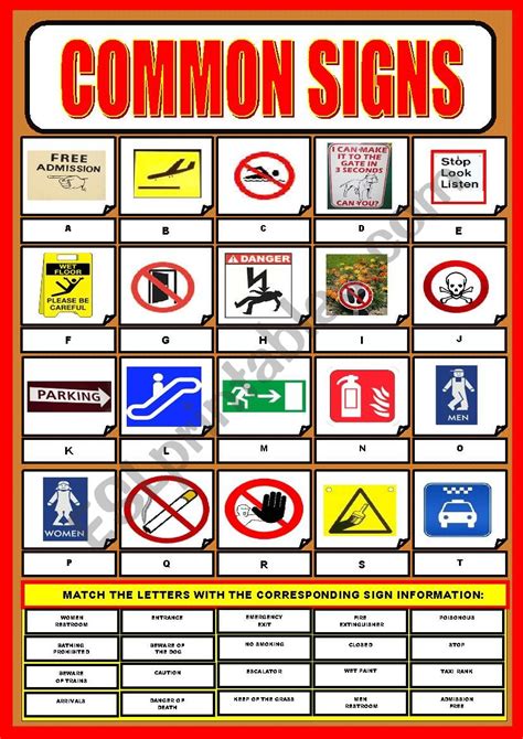 Common Signs - ESL worksheet by AlexandraDores