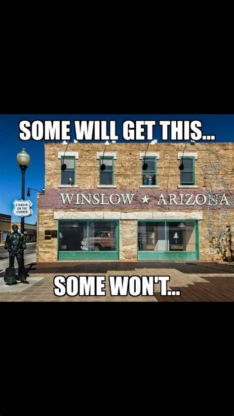 STANDIN ON THE CORNER OF WINSLOW ARIZONA, SUCH A FINE SITE TO SEE! THERES A GIRL, MY LORD, IN A ...