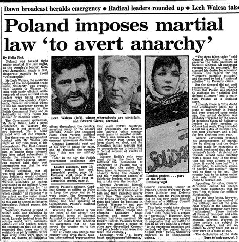 Poland implemented martial law to "avoid anarchy"-Archives, 1981 | Poland - Story Telling Co