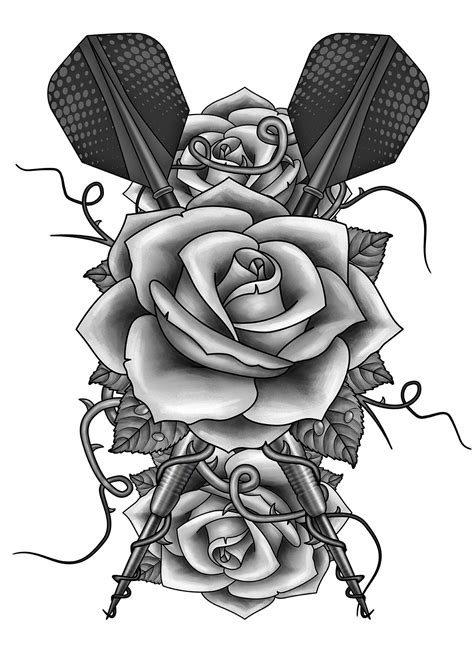 Rose and dart tattoo design :: Behance