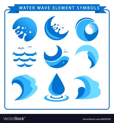 Water wave element symbols Royalty Free Vector Image