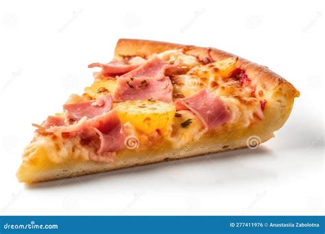 Hawaiian Pizza Slice on a White Background. Generative AI Stock ...