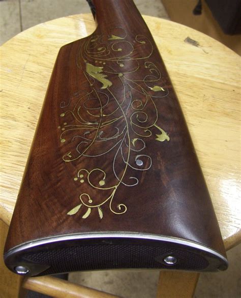 Fitting a metal buttplate and stock inlays | Wood inlay, Inlay, Metal engraving