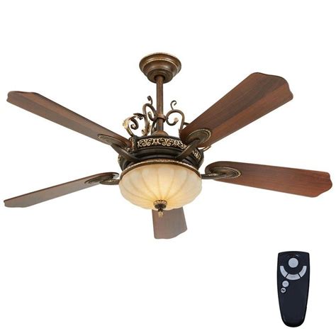 Home Decorators Collection Chateau Deville 52 in. Integrated LED Indoor Walnut Ceiling Fan with ...