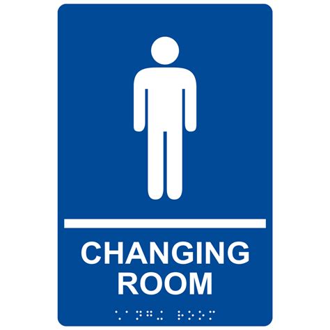 ADA Mens Changing Room Braille Sign RRE-14778_WHTonBLU Wayfinding