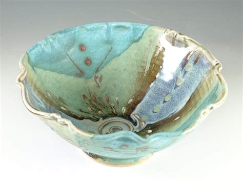 Handmade serving bowl in turquoise blue wheel thrown pottery serving bowl. $34.00, via Etsy ...