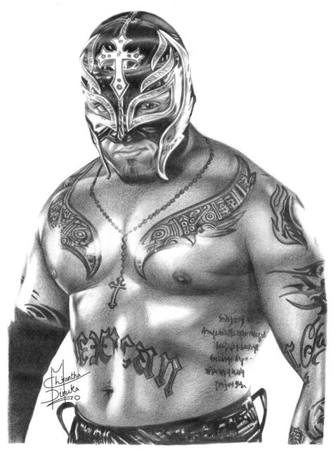 WWE Rey Mysterio Pencil Drawing | Rey mysterio tattoos, Mexican wrestler, Wwe pictures