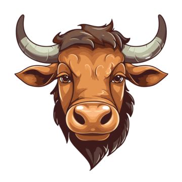 Steer Head Vector, Sticker Clipart Cartoon Bull Mascot Horns And Bull Head Illustration I4 Om ...