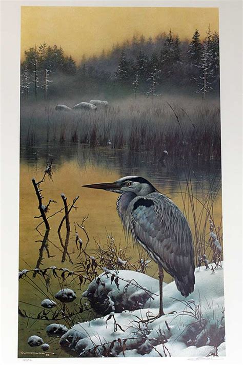 Late Snow | Great Blue Heron By Artist Carl Brenders