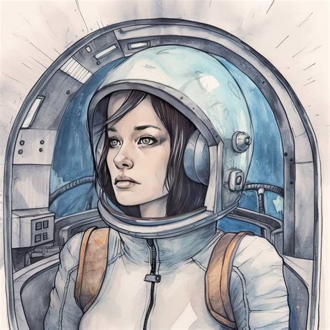 Retro Astronaut Woman Drawing by Patrick McGuirk | Saatchi Art