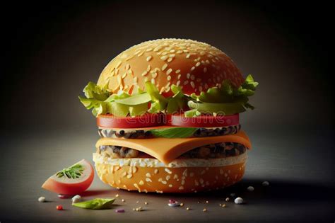 3d render burger stock illustration. Illustration of breakfast - 271660777
