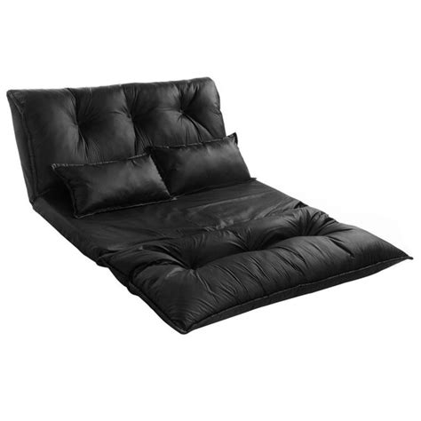 CASAINC Lazy Sofa Black Faux Leather Futon in the Futons & Sofa Beds department at Lowes.com
