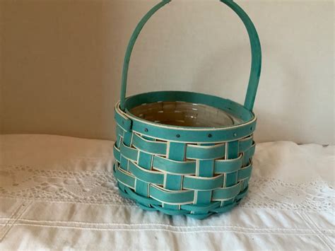 RARE Longaberger 2018 Teal Blue & White Small Round Easter Basket ...