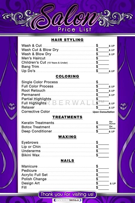 Barbershop Salon Price List Poster Barber Salon Store Wall Decor Beauty Must-Have Stuff Barber ...