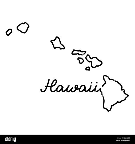 Hawaii US state outline map with the handwritten state name. Continuous ...