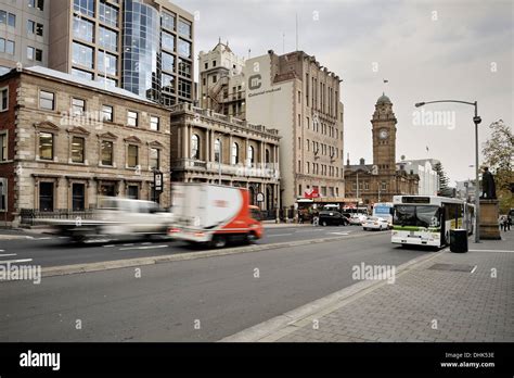 Colonial architecture in downtown Hobart, Tasmania, Australia Stock ...