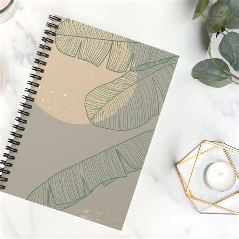 Lined Spiral Notebook, Paper Journal, Banana Leaves Sketchbook, Monthly ...