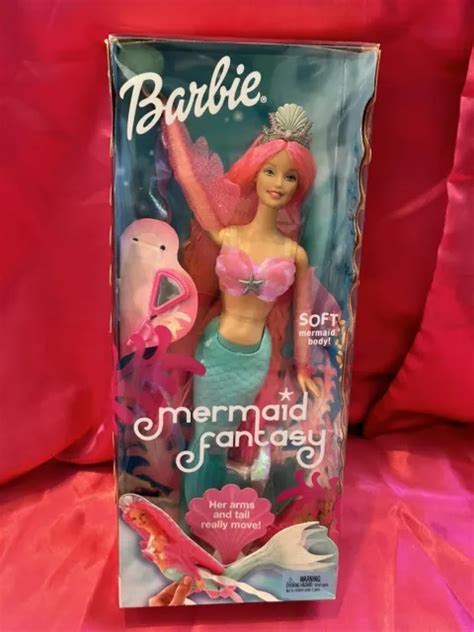 2002 MERMAID FANTASY Barbie Pink Hair And Accessories Mattel #56759 NIB ...