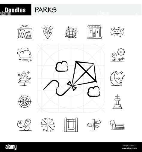 Parks Hand Drawn Icons Set For Infographics, Mobile UX/UI Kit And Print Design. Include: Drums ...