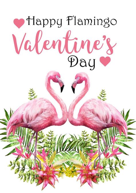 Valentine card~ luxury hand made ~ Happy Flamingo Valentines day greeting c… | Happy valentines ...