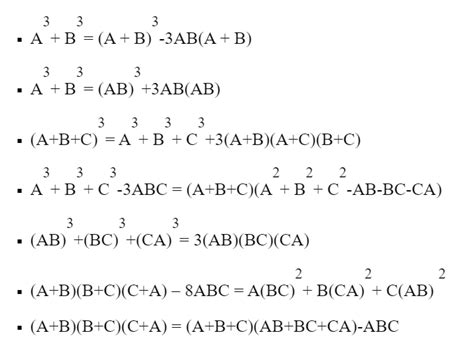 Các hằng đẳng thức bậc 3 thường được sử dụng trong giải tích