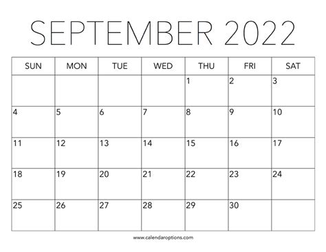 Calendar September 2022