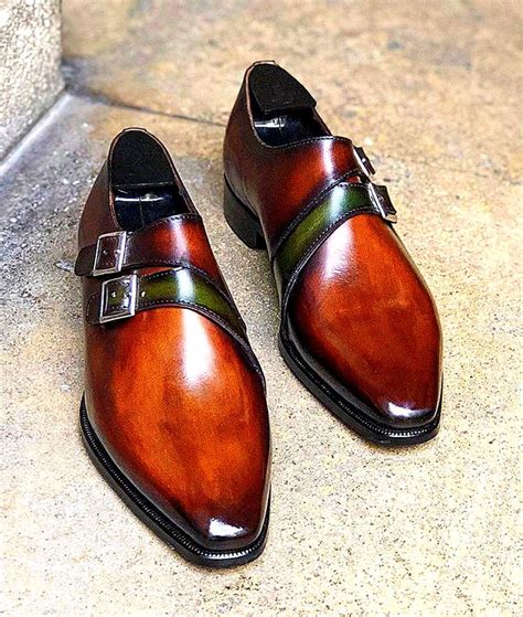 Leather Men’s Classic Double Monk Strap Dress Shoes | Brown shoes men ...