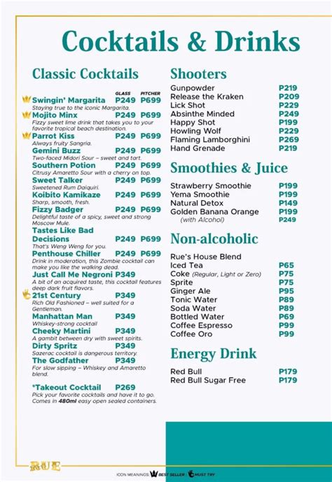 Updated RUE Bourbon Menu Prices Archives