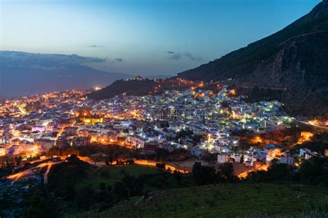 Skyline of Chefchaouen Morocco at Sunset Stock Image - Image of ...