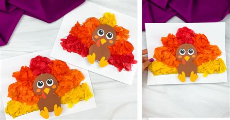 Tissue Paper Turkey Craft For Kids [Free Template]