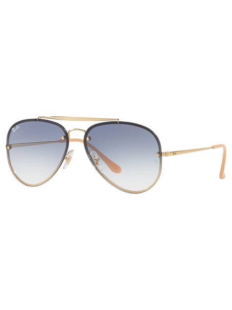 Ray-Ban RB3584N Blaze Aviator Sunglasses, Gold/Blue Gradient at John ...