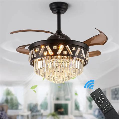 6 Speeds Blade Retractable Remote Control Ceiling Fan With Light – NYRALONDON