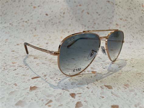 Ray Ban New Aviator in Rose Gold with Blue Gradient Lens | Tuite Eyewear