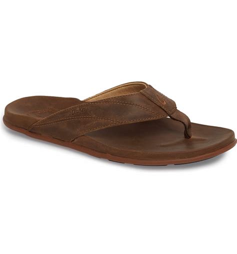 Main Image - OluKai Pikoi Flip Flop (Men) Rugged Leather, Olukai, Beach Ready, Ladies Dress ...