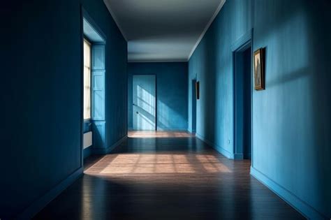 Premium AI Image | A blue room with a painting on the wall