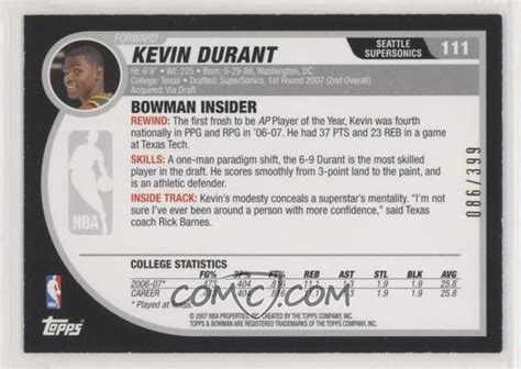 2007-08 Bowman Draft Picks & Stars - [Base] - Bronze #111 - Kevin ...