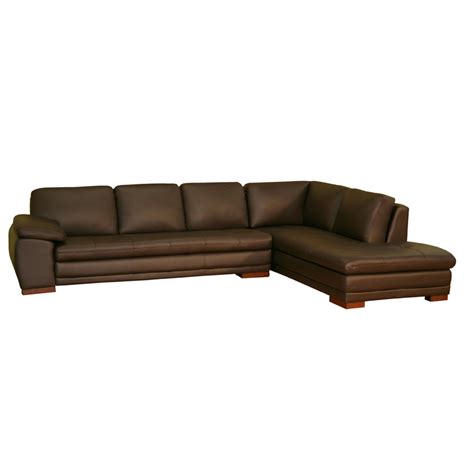 Wholesale Interiors Leather Sofa with Chaise Dark Brown 625-M9805-SOFA-CHAISE