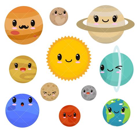 Kawaii Planets Clipart / Cute Planets Clipart / Solar System