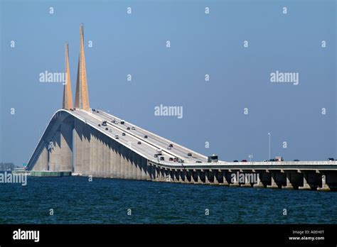 Sunshine Skyway Bridge which spans Tampa Bay Florida USA Stock Photo ...