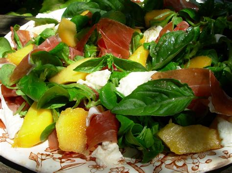 Salad Days ~ Peach and Serrano Ham Salad with Mozzarella and Basil