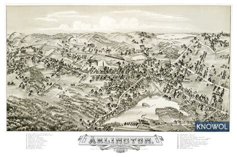 Beautifully restored map of Arlington, Massachusetts from 1884 - KNOWOL