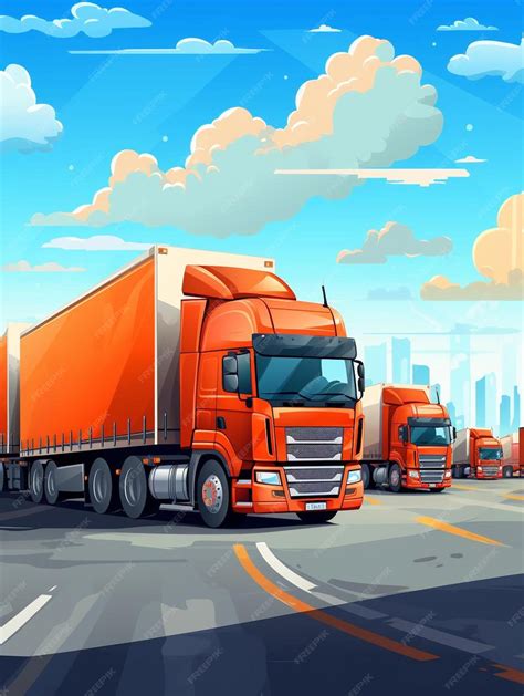 Premium AI Image | semi trailer trucks on parking at warehouse big rig semi truck wheels tires ...