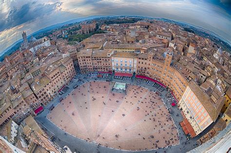 Piazza del Campo - Siena aerial view panorama cityscape in tuscany italy | Italy tourist ...