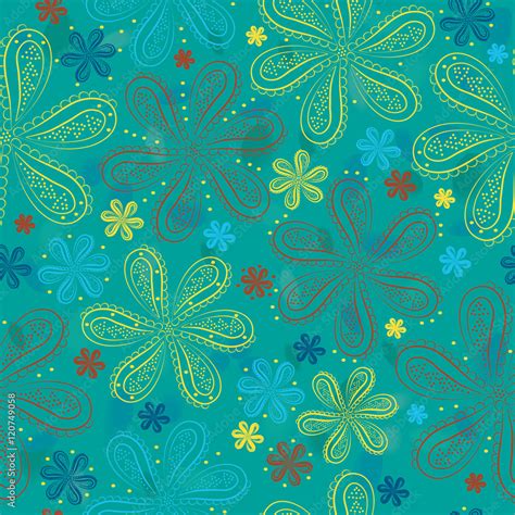 Blue floral seamless pattern Stock Illustration | Adobe Stock