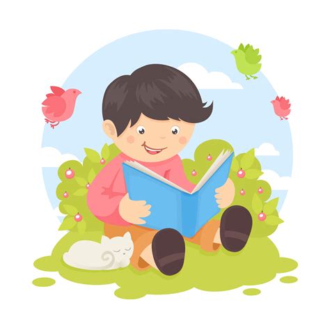 Boy reading book 439535 Vector Art at Vecteezy