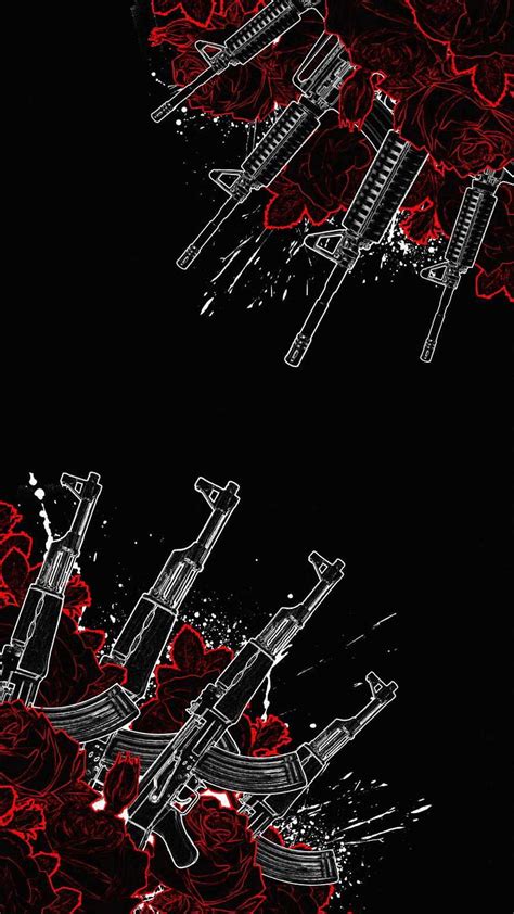 Guns-and-Roses-iPhone-, RED, GUN, GUNS, BALCK, ROSE, ROSES, IPHONE, HD phone wallpaper | Peakpx