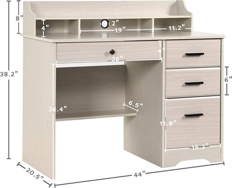 Catrimown Computer Desk with Drawers, Wood Home Office Desk with ...