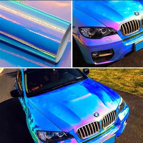 Rainbow Chrome Car Vinyl PVC Self Adhesive: Air Bubble, Color Changing, Holographic