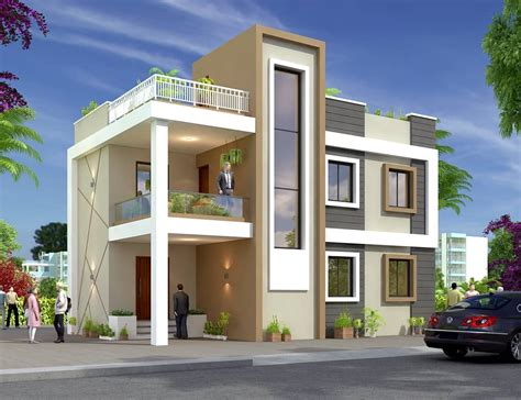 Contemporary Duplex House Front Elevation Design | The House Design Hub