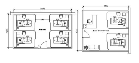 Medical hospital observation ward layout plan details dwg file ...